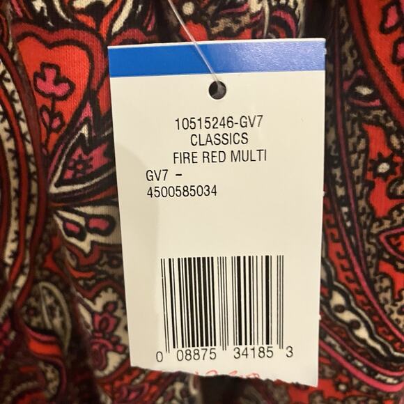 NWT Jones New York Sport Top Shirt Womens XL Fire Red Paisley Long Sleeve NEW - Picture 3 of 13